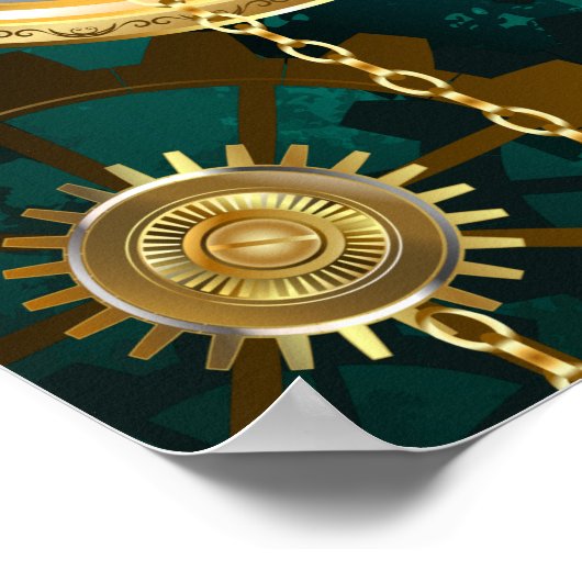 Steampunk-sieraden horloge op een groene achtergro poster (Hoek)