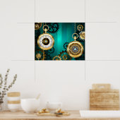 Steampunk-sieraden horloge op een groene achtergro poster (Keuken)
