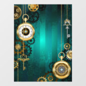Steampunk-sieraden horloge op een groene achtergro raamsticker (Vel)