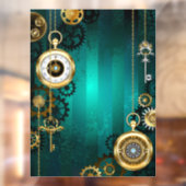 Steampunk-sieraden horloge op een groene achtergro raamsticker (Vel 2)
