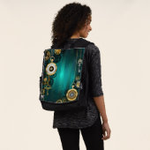 Steampunk-sieraden Horloge op een groene achtergro Rugtassen (Gedragen)