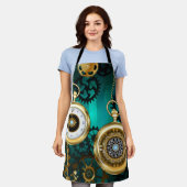 Steampunk-sieraden Horloge op een groene achtergro Schort (Gedragen)