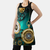 Steampunk-sieraden Horloge op een groene achtergro Schort (Insitu)
