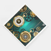 Steampunk-sieraden Horloge op een groene achtergro Servet (Hoek)