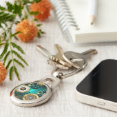 Steampunk-sieraden Horloge op een groene achtergro Sleutelhanger (Zijkant)