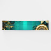 Steampunk-sieraden Horloge op een groene achtergro Spandoek (Horizontaal)