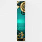 Steampunk-sieraden Horloge op een groene achtergro Spandoek (Verticaal)