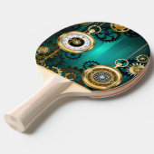 Steampunk-sieraden Horloge op een groene achtergro Tafeltennisbatje (Voorkant Gekanteld)