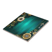 Steampunk-sieraden Horloge op een groene achtergro Tegeltje (Zijkant)