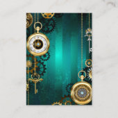 Steampunk-sieraden Horloge op een groene achtergro Visitekaartje (Voorkant)
