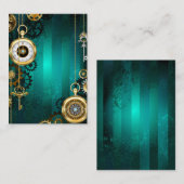 Steampunk-sieraden Horloge op een groene achtergro Visitekaartje (Voorkant / Achterkant)