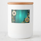 Steampunk-sieraden Horloge op een groene achtergro Voedselcontainer Etiket (Voorkant)