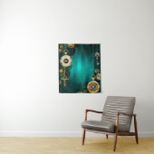 Steampunk-sieraden Horloge op een groene achtergro Wandkleed (In situ)