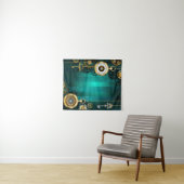 Steampunk-sieraden Horloge op een groene achtergro Wandkleed (In Situ (horizontaal))