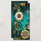 Steampunk-sieradenhorloge op een groene achtergron (Voorkant / Achterkant)