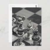 Steampunk Silver Chess-stukjes Briefkaart (Voorkant / Achterkant)