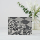 Steampunk Silver Chess-stukjes Briefkaart (Staand voorkant)