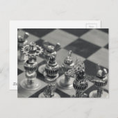 Steampunk Silver Chess-stukjes Briefkaart (Voorkant / Achterkant)