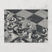Steampunk Silver Chess-stukjes Briefkaart (Voorkant)