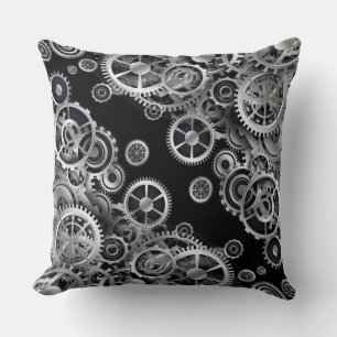 Steampunk Silver Gears 2 Kussen