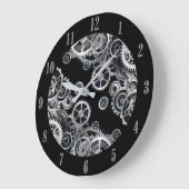 Steampunk Silver Gears 2 Round Wall klok (Hoek)