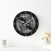 Steampunk Silver Gears 2 Round Wall klok (Huis)