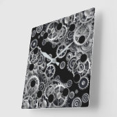 Steampunk Silver Gears 2 Square Wall klok (Hoek)