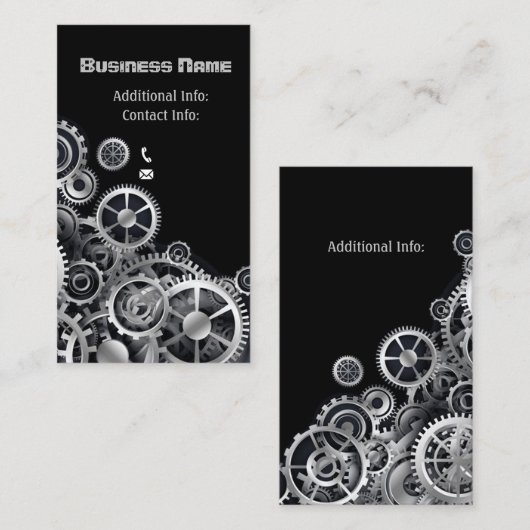 Steampunk Silver Gears 2 Visitekaartje (Voorkant / Achterkant)