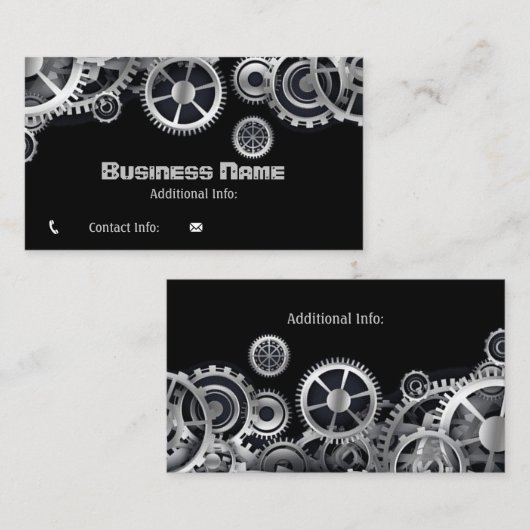 Steampunk Silver Gears 5 Visitekaartje (Voorkant / Achterkant)
