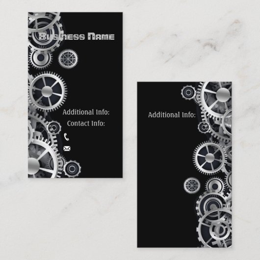Steampunk Silver Gears 6 Visitekaartje (Voorkant / Achterkant)