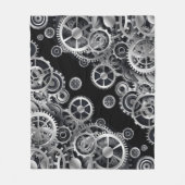 Steampunk Silver Gears Fleece Deken (Voorkant)
