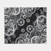 Steampunk Silver Gears Fleece Deken (Voorkant (Horizontaal))