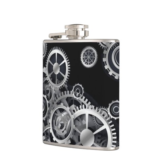 Steampunk Silver Gears Heupfles (Links)