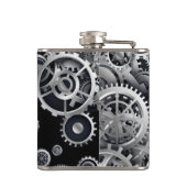 Steampunk Silver Gears Heupfles (Achterkant)