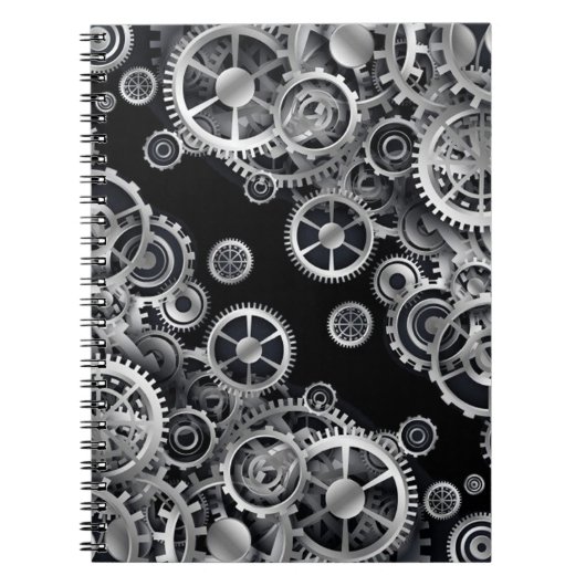 Steampunk Silver Gears-laptop Notitieboek (Voorkant)