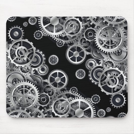 Steampunk Silver Gears Muismat (Voorkant)