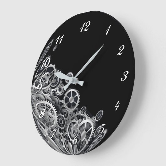 Steampunk Silver Gears Round Wall klok (Hoek)