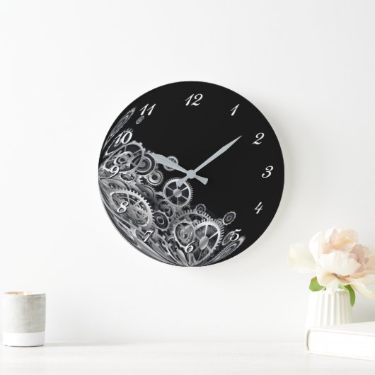 Steampunk Silver Gears Round Wall klok (Huis)