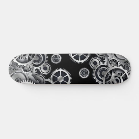 Steampunk Silver Gears Skateboard (Horizontaal)