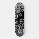 Steampunk Silver Gears Skateboard (Voorkant)