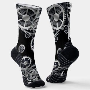 Steampunk Silver Gears Sokken