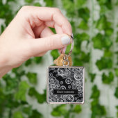 Steampunk Silver Gears Square Sleutelhanger (Hand)