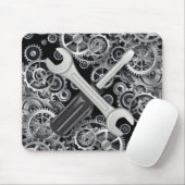 Steampunk Silver Gears & Tools Muismat (Met muis)