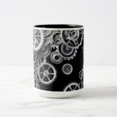 Steampunk Silver Gears Tweekleurige Koffiemok (Center)