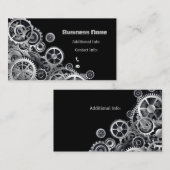Steampunk Silver Gears Visitekaartje (Voorkant / Achterkant)