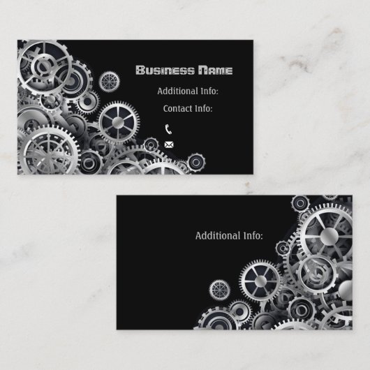 Steampunk Silver Gears Visitekaartje (Voorkant / Achterkant)