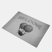 Steampunk Silver Hot Air-ballonnen met schip Deurmat (Schuin)