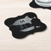 Steampunk Silver Zinc Airship Custom Monogram Kartonnen Onderzetters (Gekanteld)