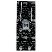 Steampunk Silver Zinc Airships Monogram Block Wijn Cadeautas (Voorkant)