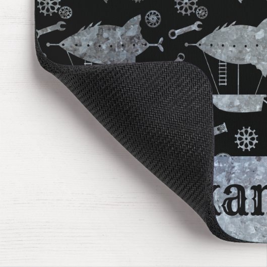 Steampunk Silver Zinc Airships Muismat (Hoek)